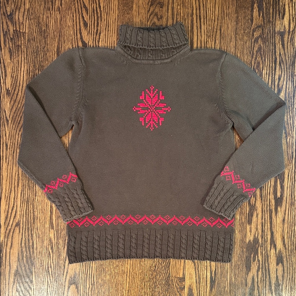 Vintage 90s Snowflake Turtleneck Sweater
